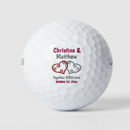 Gastgeschenk Hochzeit Zwei Herzen verbunden mitein Golfball