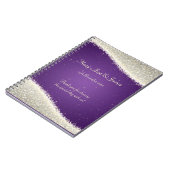 Gastgeschenk Hochzeits-Blendungs-Glitzern lila Notizblock (Linke Seite)