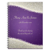Gastgeschenk Hochzeits-Blendungs-Glitzern lila Notizblock (Vorderseite)