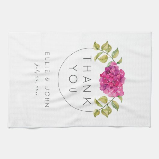 Gastgeschenk Hochzeits-heißes RosaHydrangea Geschirrtuch (Horizontal)