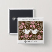 Gastgeschenk Hochzeits-Knopf "die Liebe-Vögel " Button (Vorne & Hinten)