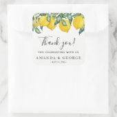 Gastgeschenk Hochzeitsaufkleberzitronen und -grün Quadratischer Aufkleber (Tasche)