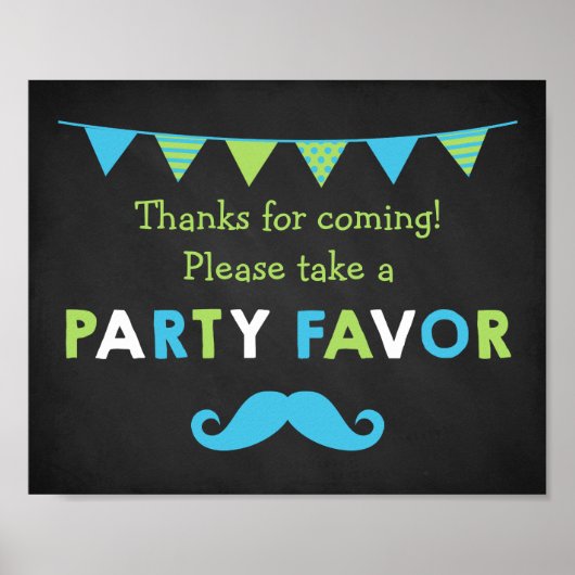 Gastgeschenk mit blauem und grünem Mustache Poster (Vorne)
