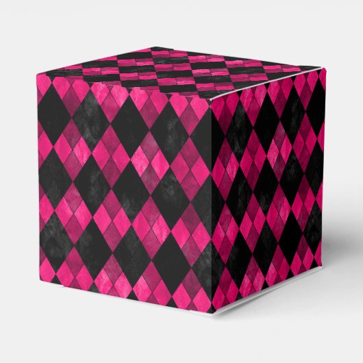Gastgeschenk mit rosa und schwarzer Raute Geschenkschachtel (Rückseite)
