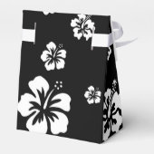 Gastgeschenk mit weißem und schwarzem Hibiskus Blu Geschenkschachtel (Rückseite)