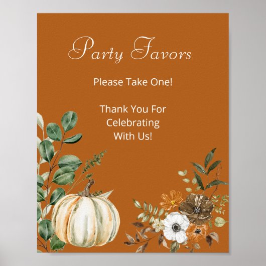 Gastgeschenk Nimm einen Fall Pumpkin Rustikale Flo Poster (Vorne)