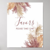 Gastgeschenk Sign Boho Pampas Grass Mauve Pink Poster (Vorne)