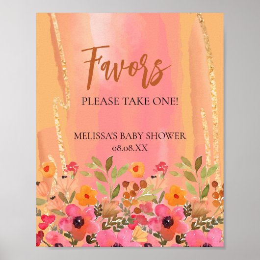 Gastgeschenk Signieren Aquarellfarbe Pfirsichfarbe Poster (Vorne)