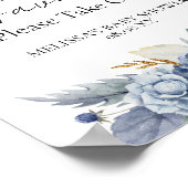 Gastgeschenk Signs Greenery Dusty Blue Blume Poster (Ecke)