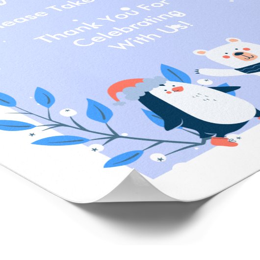 Gastgeschenk Snowflake Winterwunderland Pinguine Poster (Ecke)