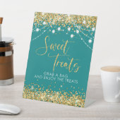 Gastgeschenk Sweet Leckereien Aquamarines Gold sig Sockelschild (In SItu)
