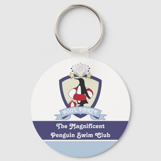 Gastgeschenk Swimming Club Wappen Pinguin Kinder Schlüsselanhänger (Vorderseite)
