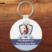 Gastgeschenk Swimming Club Wappen Pinguin Kinder Schlüsselanhänger (Vorderseite)