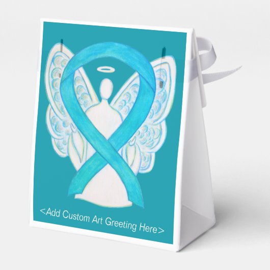 Gastgeschenk "Turquoise Awareness Ribbon Angel" Geschenkschachtel (Rückseite)