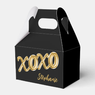 Gastgeschenk XOXO Black Gold Foil Ballon Custom Geschenkschachtel