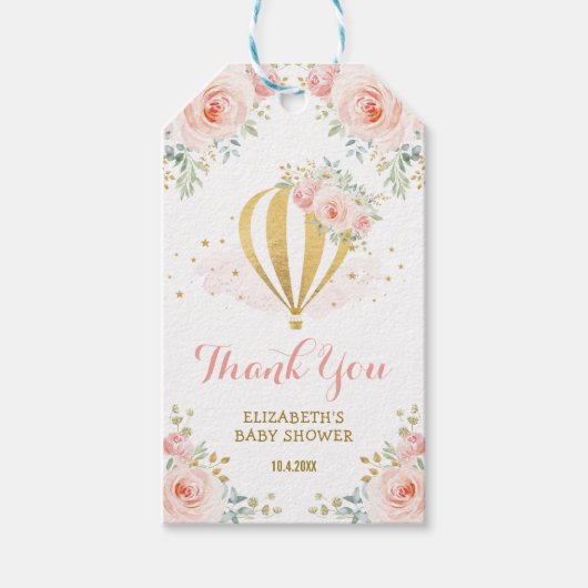 Gastgeschenke für die weibliche Blush-Gold-Heißluf Geschenkanhänger (Vorderseite)