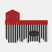 Gastgeschenke Hochzeiten; B&W Streifen mit/rot, be Geschenkschachtel (Ungefaltet)