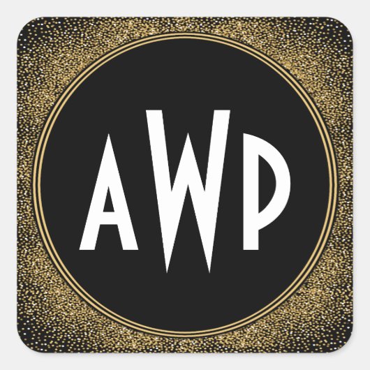 Gastgeschenke Hochzeiten der Art Deco Quadratischer Aufkleber (Vorderseite)