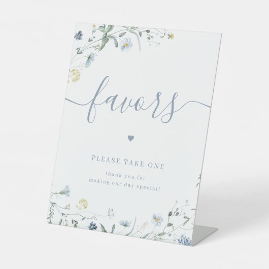 Gastgeschenke Hochzeiten der blauen Wildblume Bitt Sockelschild (Vorderseite)