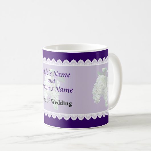 Gastgeschenke Hochzeiten der weißen Lilacs Kaffeetasse (VorderseiteRechts)