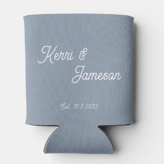 Gastgeschenke Hochzeiten Dusty Blue Minimalistisch Dosenkühler (Rückseite)