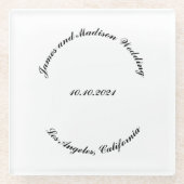 Gastgeschenke Hochzeiten für Schwarz-weiße Skriptn Glasuntersetzer (Vorderseite)