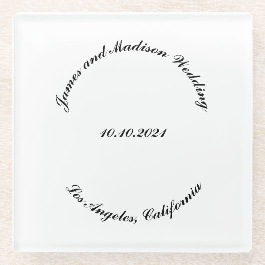 Gastgeschenke Hochzeiten für Schwarz-weiße Skriptn Glasuntersetzer (Vorderseite)