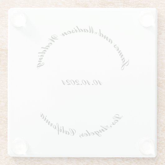 Gastgeschenke Hochzeiten für Schwarz-weiße Skriptn Glasuntersetzer (Rückseite)