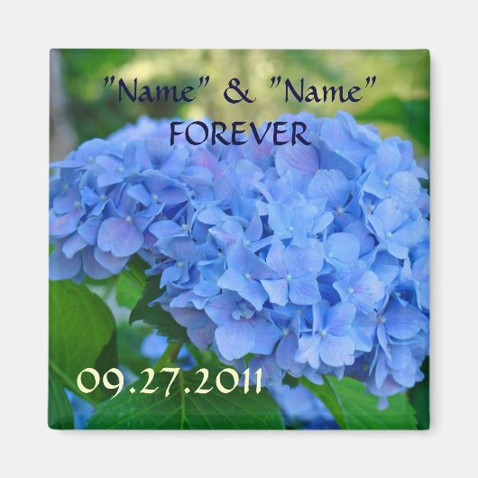 Gastgeschenke Hochzeiten Magnete Blue Hydrangea Bl Magnet (Vorne)