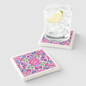 Gastgeschenke Hochzeiten Rosa blaue mexikanische T Steinuntersetzer (Seitenansicht)