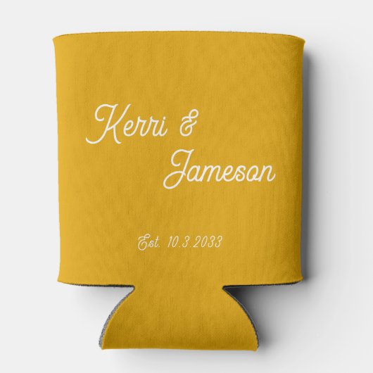 Gastgeschenke Hochzeiten Senf Gelbe Minimalistisch Dosenkühler (Rückseite)