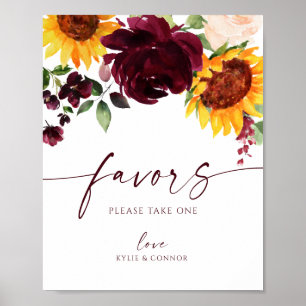 Gastgeschenke Hochzeiten Sonnenblumen Rose Burgund Poster