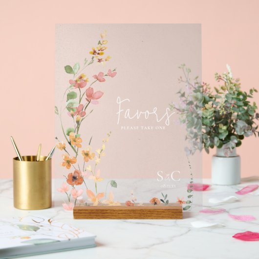 Gastgeschenke Hochzeiten Sonnige Wildblume Gradien Acrylschild (Hochzeit)