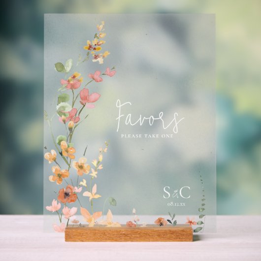 Gastgeschenke Hochzeiten Sonnige Wildblume Gradien Acrylschild (Neutral)