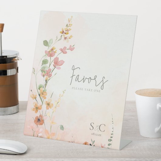 Gastgeschenke Hochzeiten Sonnige Wildblume Gradien Sockelschild (In Situ)