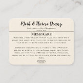 Gastgeschenke Hochzeiten St. Charles Memorare Holy Visitenkarte (Rückseite)