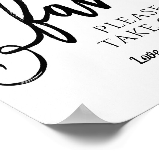 Gastgeschenke Hochzeiten unterschreiben "Bitte nim Poster (Ecke)