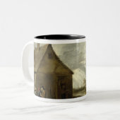 Gasthaus durch einen Fluss Zweifarbige Tasse (Vorderseite Links)