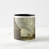 Gasthaus durch einen Fluss Zweifarbige Tasse (Mittel)