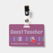 Gastlehrer k-12 Schule lila Abzeichen Ausweis (Vorderseite mit Clip)