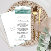 Gastname, grün, Wasserfarbenhochzeit Menükarte