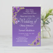 Gastnamen, Lila Mauve-Blume & White Wedding Einladung (Stehend Vorderseite)