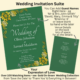 Gastnamen, Smaragdgrün & Goldene Hochzeit Einladung