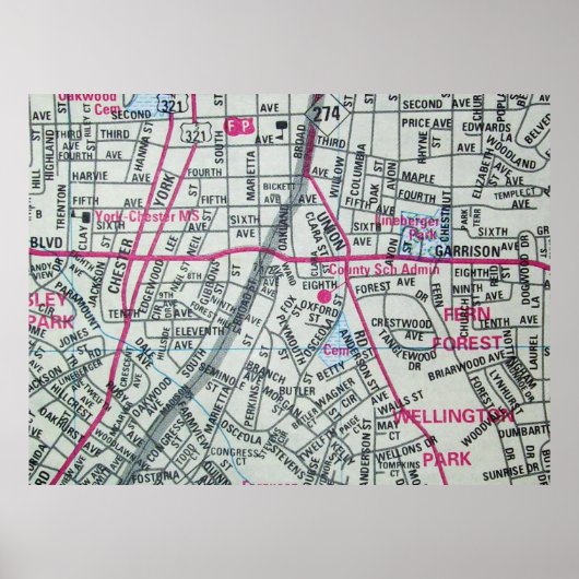 Gastonia, NC Vintag Map Poster (Vorne)