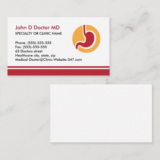 Gastroenterologe Gastroentologie-Visitenkarte Visitenkarte (Vorne/Hinten)