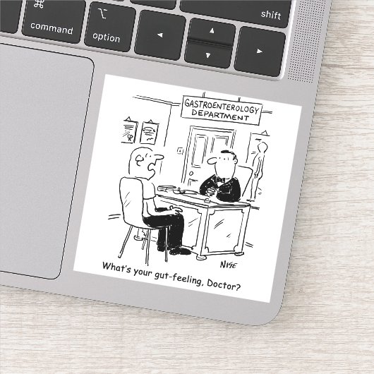 Gastroenterologie Cartoon Patient in Operation Aufkleber (Detail)
