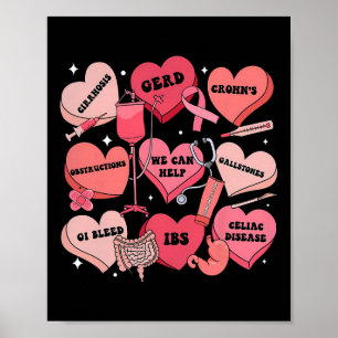 Gastroenterologie-Schwester Valentinstag Herzen Sü Poster