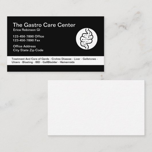 Gastroenterologist Intestinal Theme Visitenkarte (Vorne/Hinten)