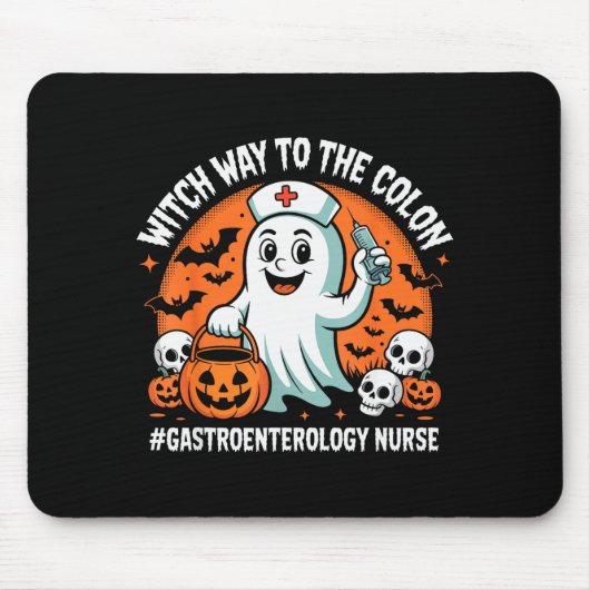 Gastroenterology Nurse Funny Halloween Ghost Nurse Mousepad (Vorne)