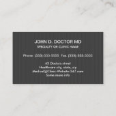 Gastrologie oder Gastrologist dunkelgrau beruflich Visitenkarte (Rückseite)